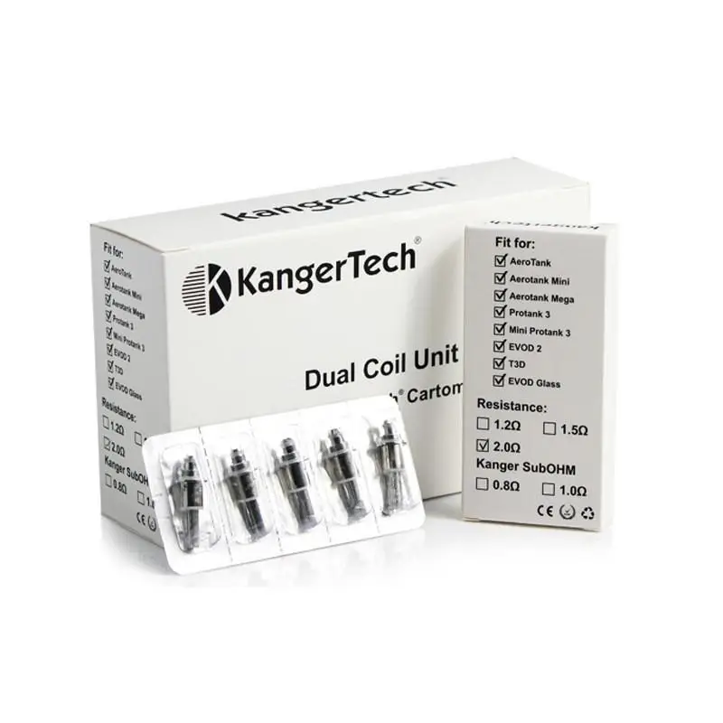 KangerTech Dual Coils (5-pack) showing the enclosed chimney design.