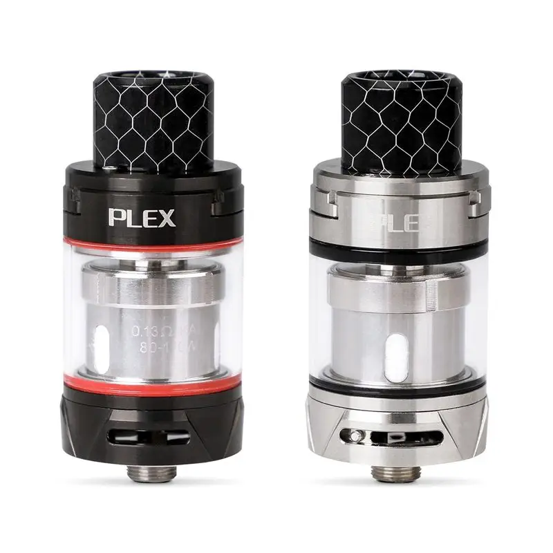 Innokin Plex Tank in Black showing the honeycomb drip tip.
