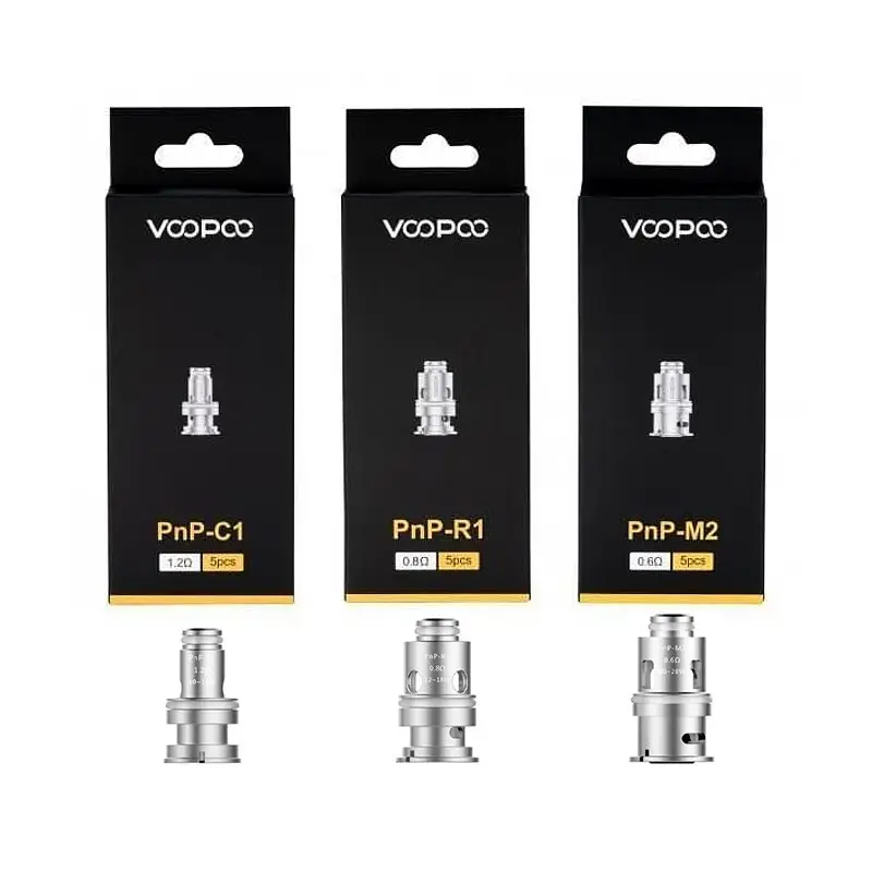 Voopoo PnP Coils (5 Pack) in the VM1 0.3ohm mesh resistance.