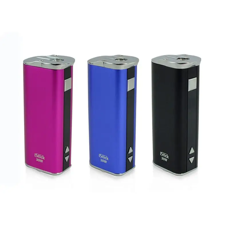 Eleaf iStick 30w Mod in Brushed Silver showing the side buttons and screen.