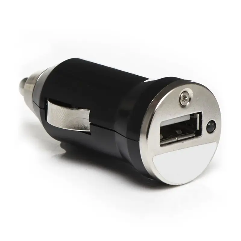 In-Car USB-A Adapter in Black plugged into a car dashboard.