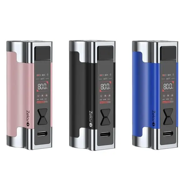 Aspire Zelos 3 Box Mod in Metallic Silver showing the screen.