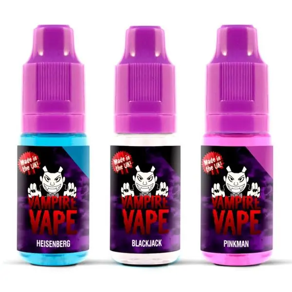 Vampire Vape 10ml E-Liquid bottle in the iconic Heisenberg (Blue) flavour.