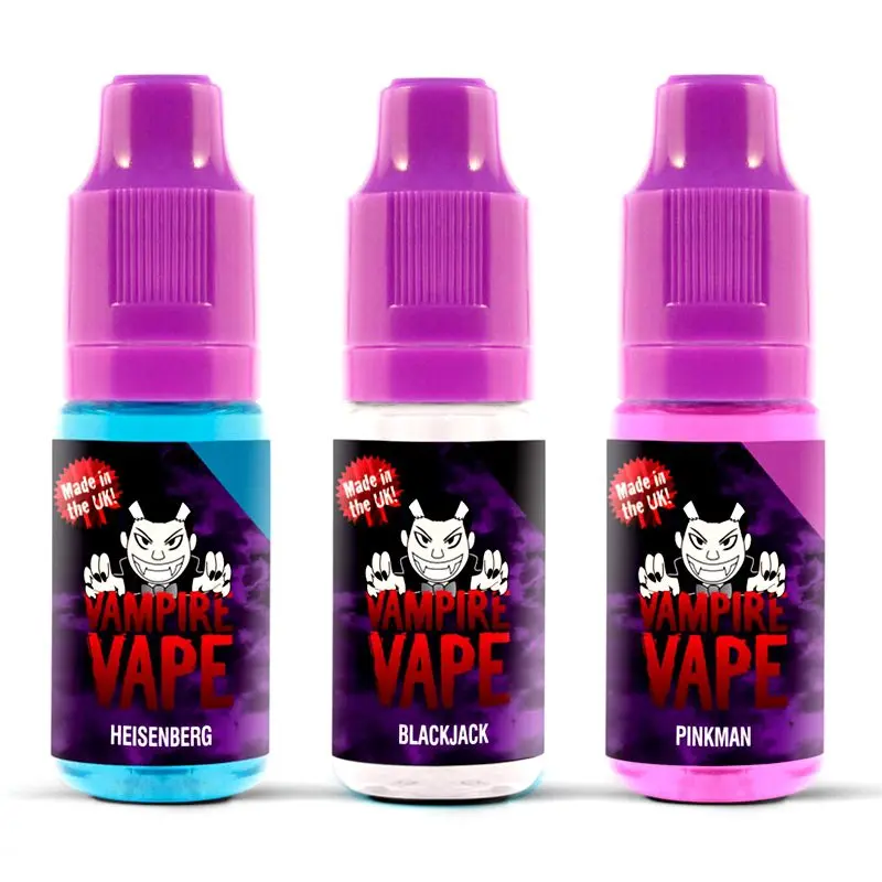 Vampire Vape 10ml E-Liquid bottle in the iconic Heisenberg (Blue) flavour.