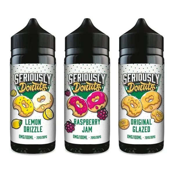 Seriously Donuts 100ml Shortfill bottle in the Strawberry Glazed flavour.