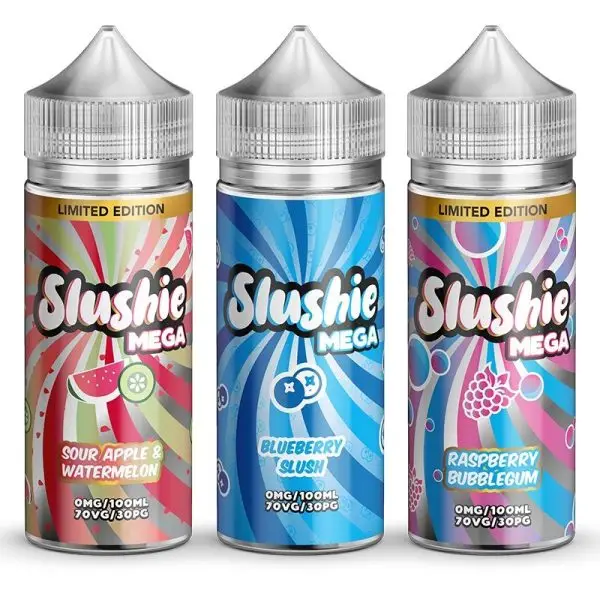 Slushie MEGA 100ml Shortfill in Blue Raspberry Slush flavor.