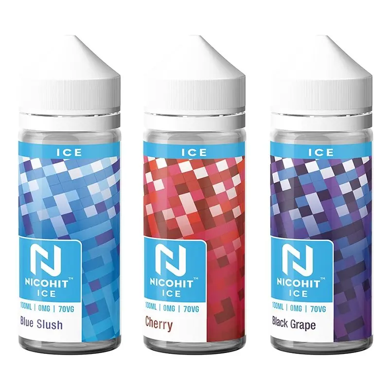 Nicohit ICE 100ml Shortfill in Blue Slush flavor showing the icy branding.