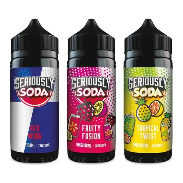 Seriously Soda 100ml Shortfill bottle in the Tropical Twist flavor.
