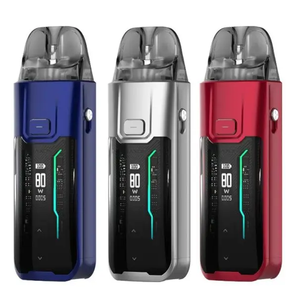 Vaporesso Luxe XR Max Pod Kit in Silver showing the 0.54-inch OLED screen.