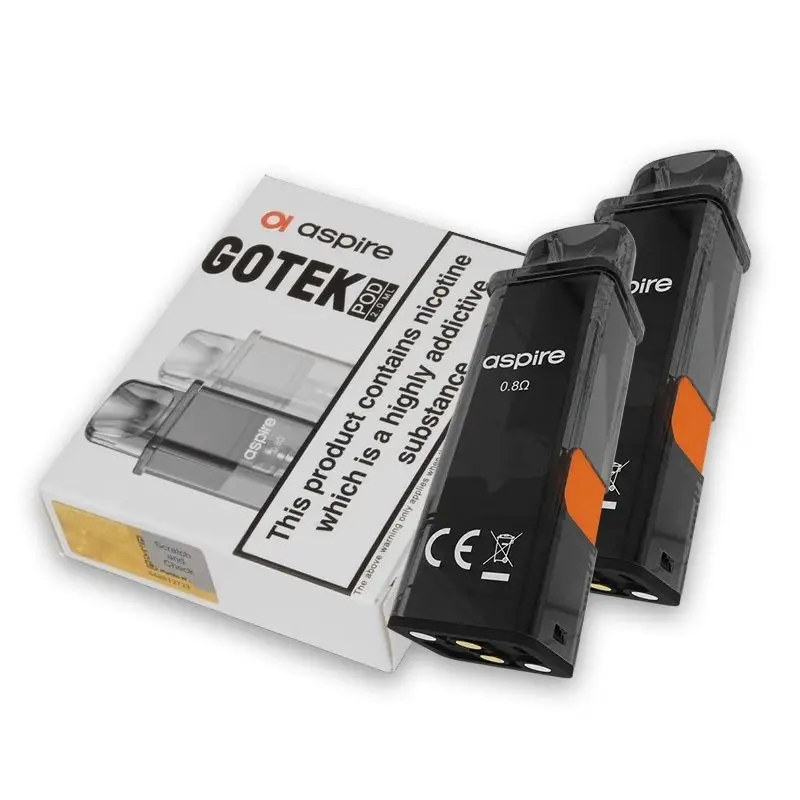 Aspire Gotek Replacement Pods (2-Pack) showing the 0.8ohm mesh coil.