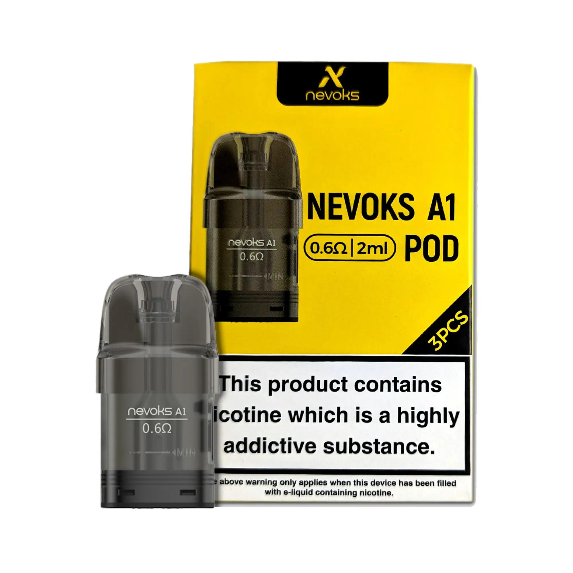 Nevoks A1 Replacement Pods 3-pack showing the side-fill and top-fill options.