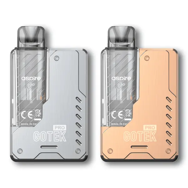 Aspire Gotek Pro in Gunmetal Grey showing the industrial metal shell and transparent pod.