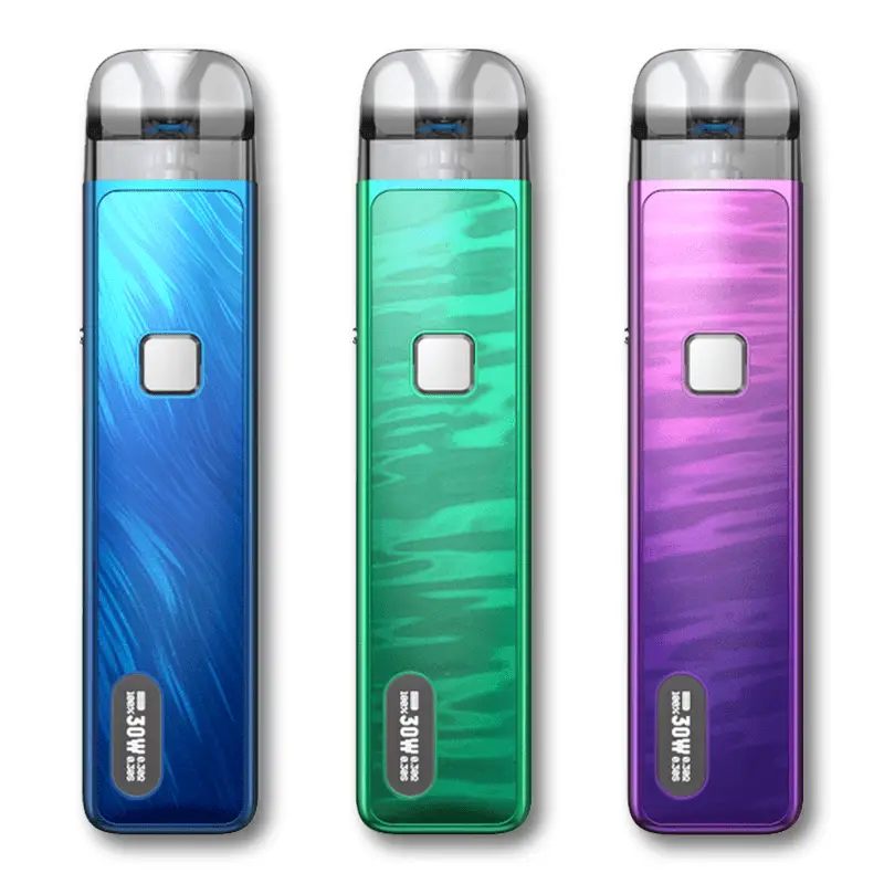 Aspire Flexus Pro Kit in Pink Fade showing the OLED display and airflow slider.