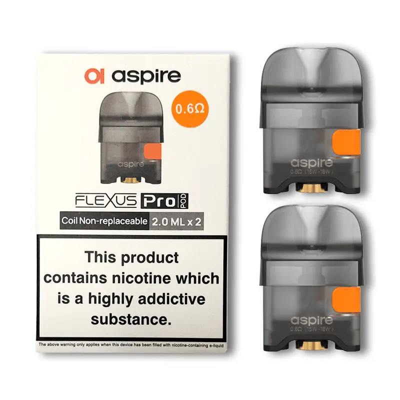 Aspire Flexus Pro Replacement Pods (2-pack) showing the built-in 0.6Ω mesh coil.