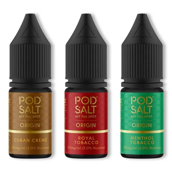 Pod Salt Origin Nic Salt. Available in 11mg and 20mg strengths, these nic salts use Pod Salt’s award-winning formula for a smooth throat hit and rapid nicotine absorption.
