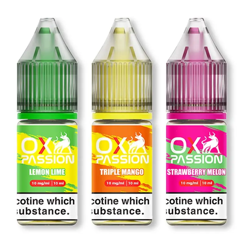Oxva OX Passion Nic Salt. Available in 10mg and 20mg strengths, OX Passion features a balanced 50/50 VG/PG ratio.