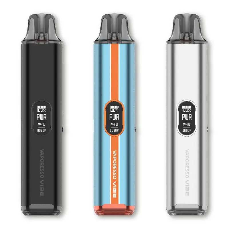 Vaporesso Vibe Pod Vape Kit. It utilizes the same revolutionary dual-mesh Smart Pods, allowing you to jump from a cigarette-style 14W MTL draw to a cloudy 24W RDTL hit with a single flick of the side slider.