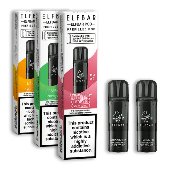 Elf Bar 600 Prefilled Vape Pods. Your favourite Elf Bar flavours in a convenient 2-pack