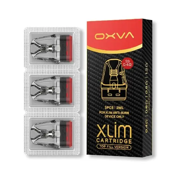 OXVA Xlim SS Pods. Replacement Pods (3-Pack). Featuring SS heating elements for a cleaner, crisper taste. 2ml top-fill pods.