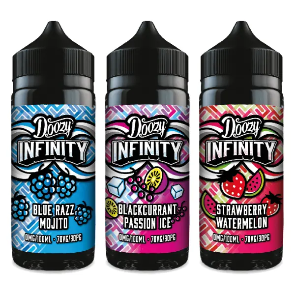 Shop Doozy Infinity Shortfills. Premium 70/30 VG/PG e-liquid for sub-ohm vaping. Bold fruit and soda flavours in a 120ml bottle. 0mg.