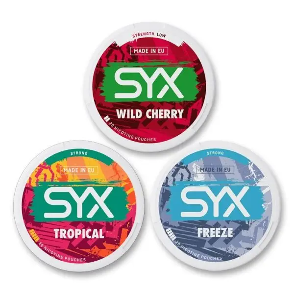 SYX Nicotine Pouches tin in Blueberry Ice.