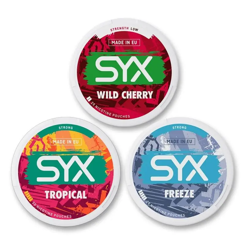 SYX Nicotine Pouches tin in Blueberry Ice.