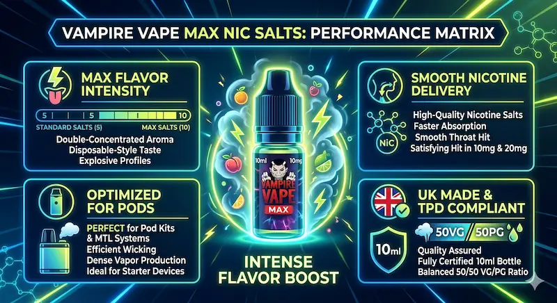 Vampire Vape Max Nic Salts Infographic.